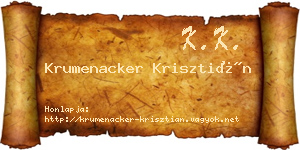 Krumenacker Krisztián névjegykártya